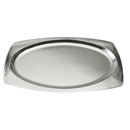 JIALLO 22 in. Oval Hammered Stainless Steel Tray 72689